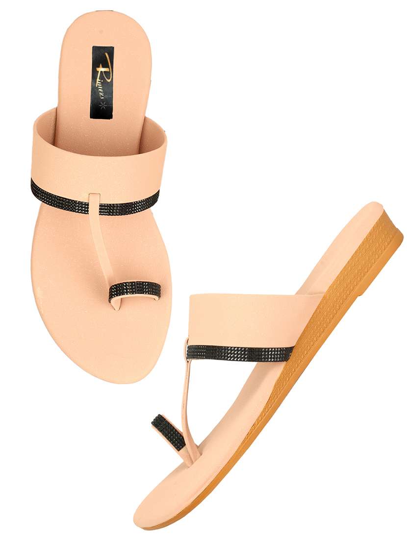 women solid one toe slip on flat sandals - 22085253 - Standard Image - 3