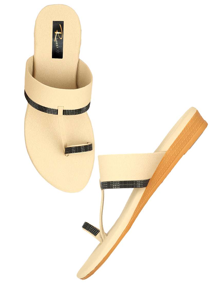 women solid one toe slip on flat sandals - 22085255 - Standard Image - 3
