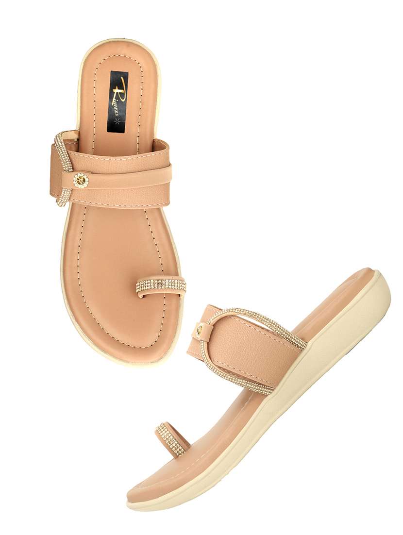 women one toe slip on flat sandals - 22085263 - Standard Image - 3