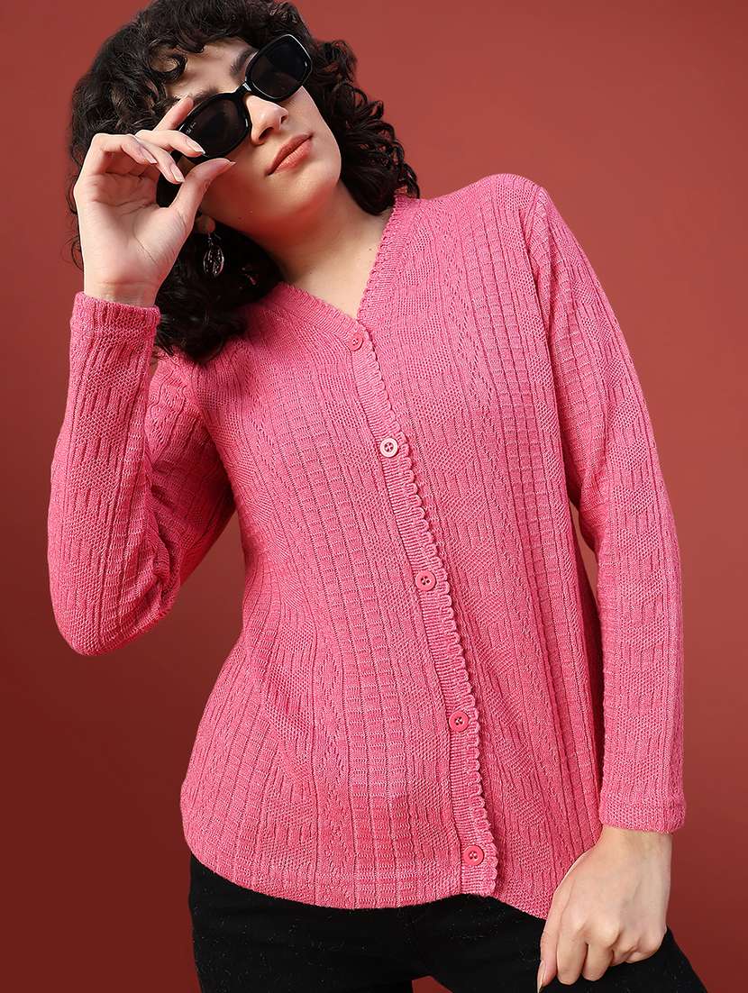 women self design long sleeve cardigan