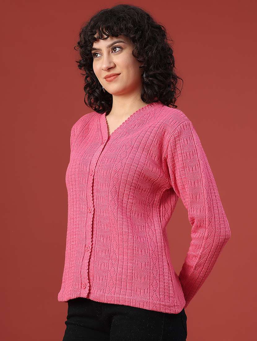 women self design long sleeve cardigan - 22085310 -  Standard Image - 3