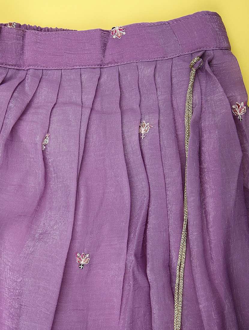 girls solid with work sleeveless lehenga choli set - 22085313 -  Standard Image - 5