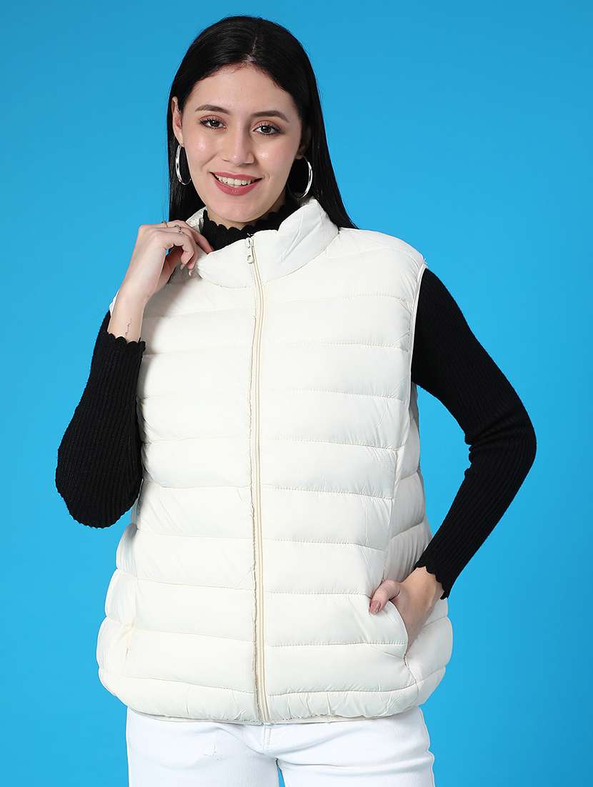 women solid sleeveless quilted jacket - 22085315 -  Standard Image - 3