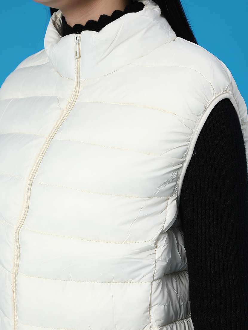 women solid sleeveless quilted jacket - 22085315 -  Standard Image - 5