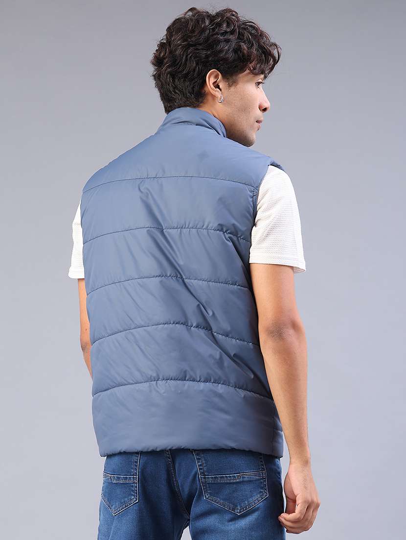 men solid sleeveless lightweight puffer jacket - 22085321 -  Standard Image - 3