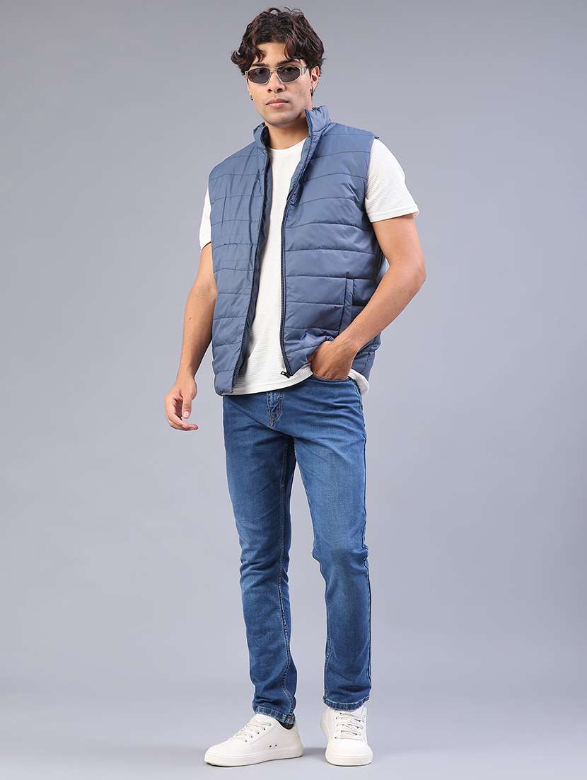 men solid sleeveless lightweight puffer jacket - 22085321 -  Standard Image - 5