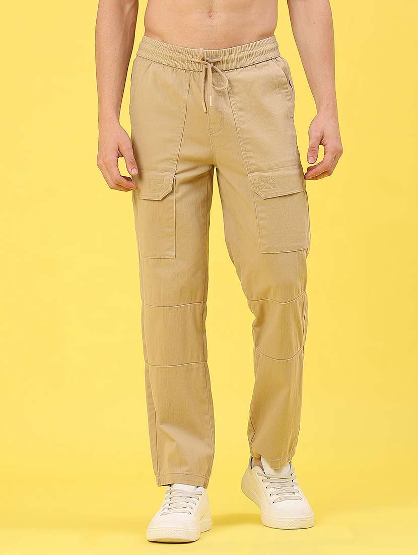 men solid mid rise cargo