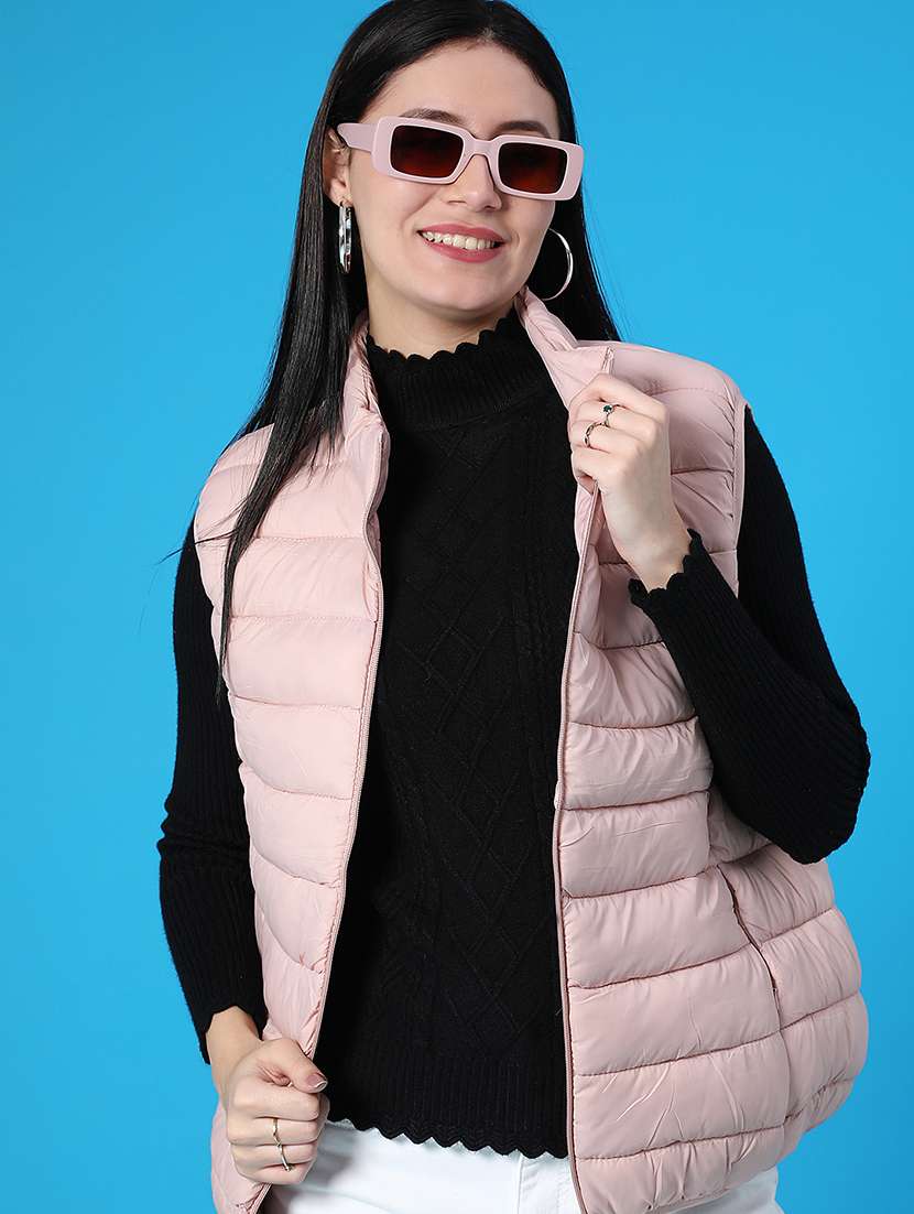 women solid sleeveless quilted jacket - 22085459 -  Zoom Image - 0