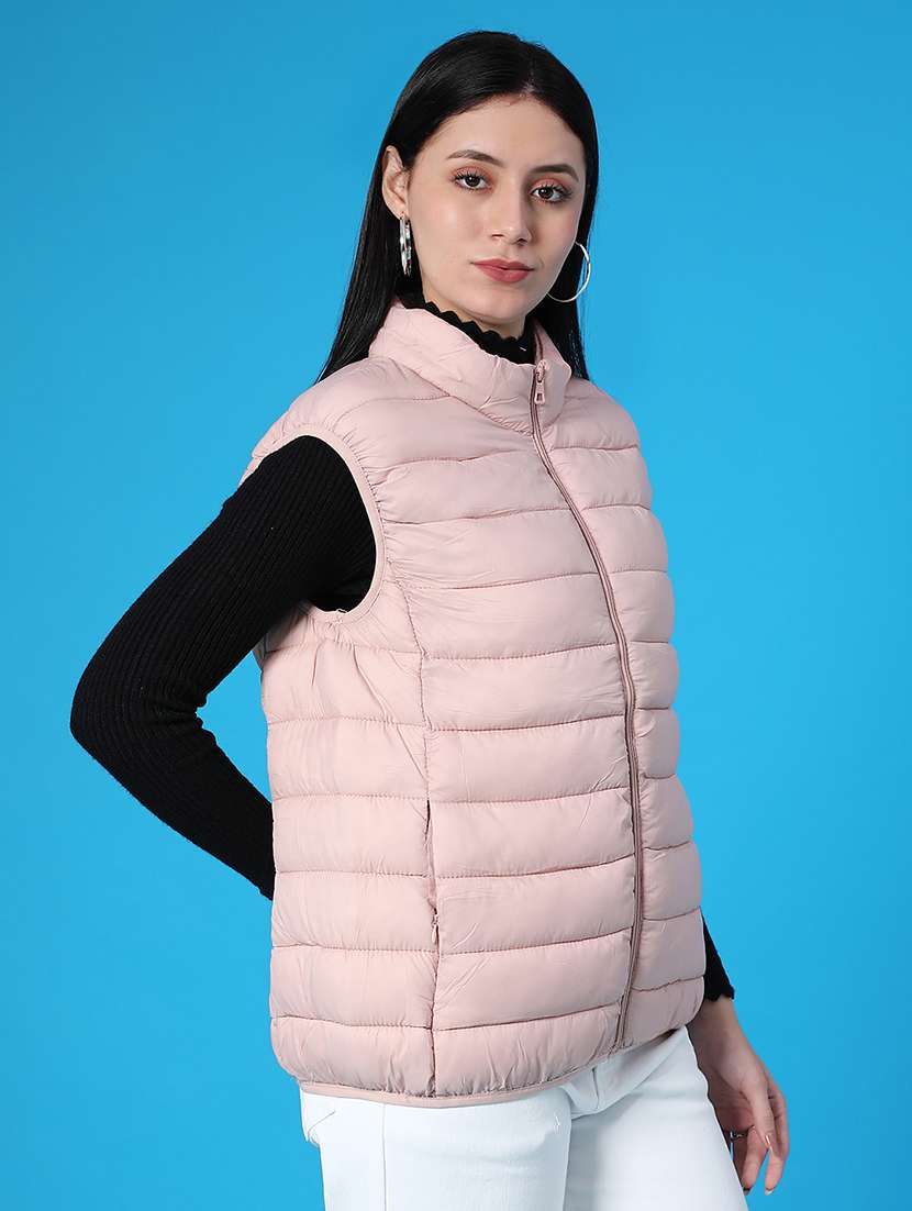 women solid sleeveless quilted jacket - 22085459 -  Standard Image - 3