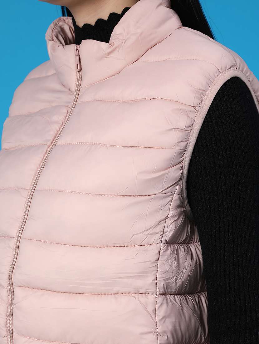 women solid sleeveless quilted jacket - 22085459 -  Standard Image - 5
