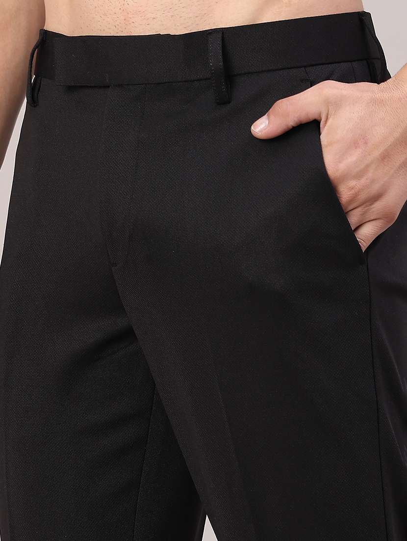 men solid mid rise flat front formal trouser - 22085747 -  Standard Image - 5