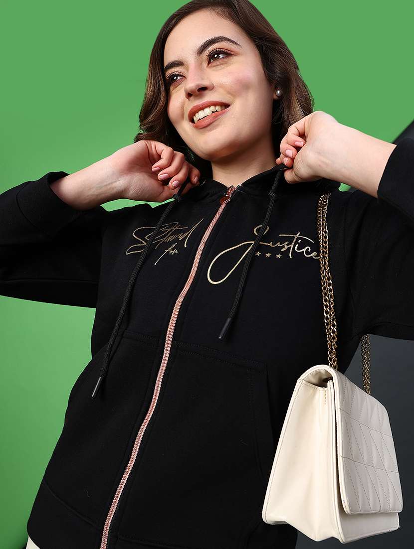 women printed long sleeve hooded sweatshirt