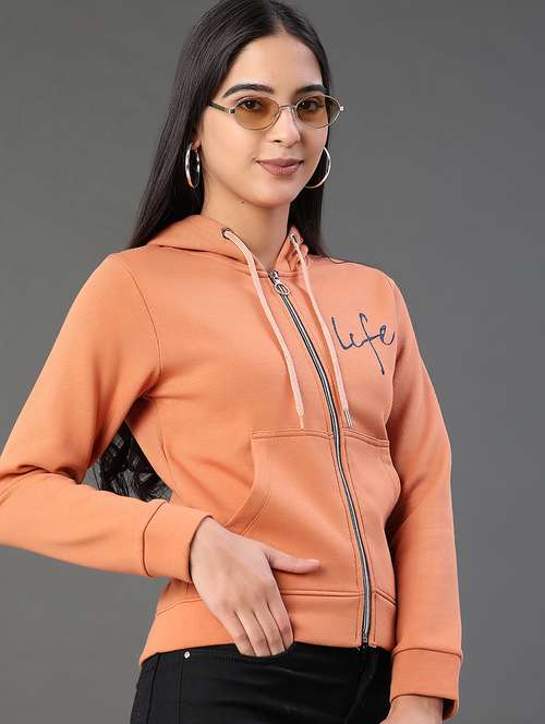 women typographic long sleeve hooded sweatshirt - 22085758 -  Standard Image - 0