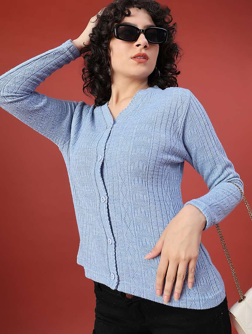 women self design long sleeve cardigan