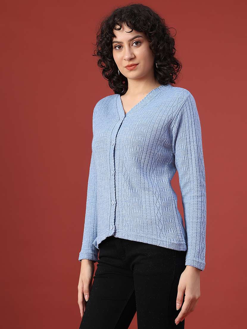 women self design long sleeve cardigan - 22085786 -  Standard Image - 3