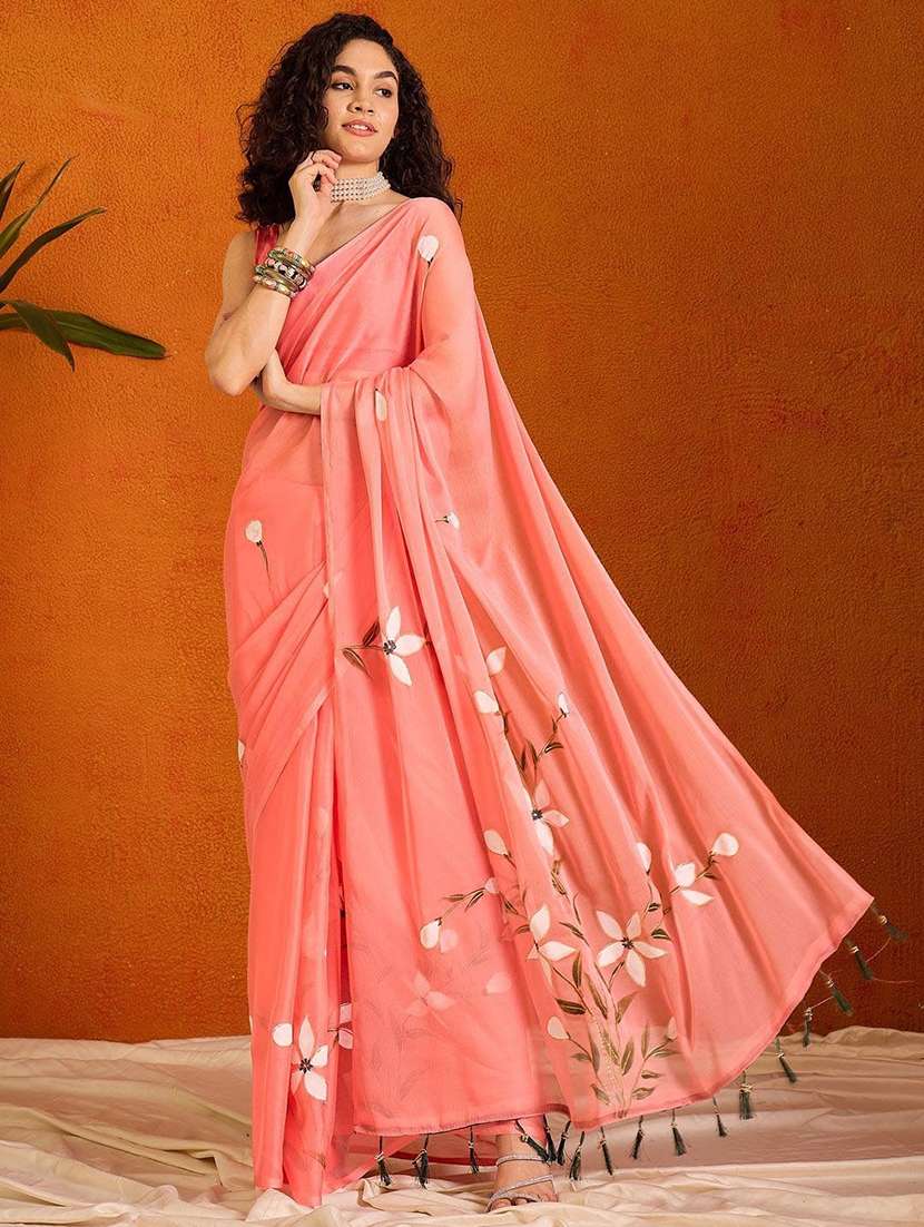 women floral printed saree with blouse