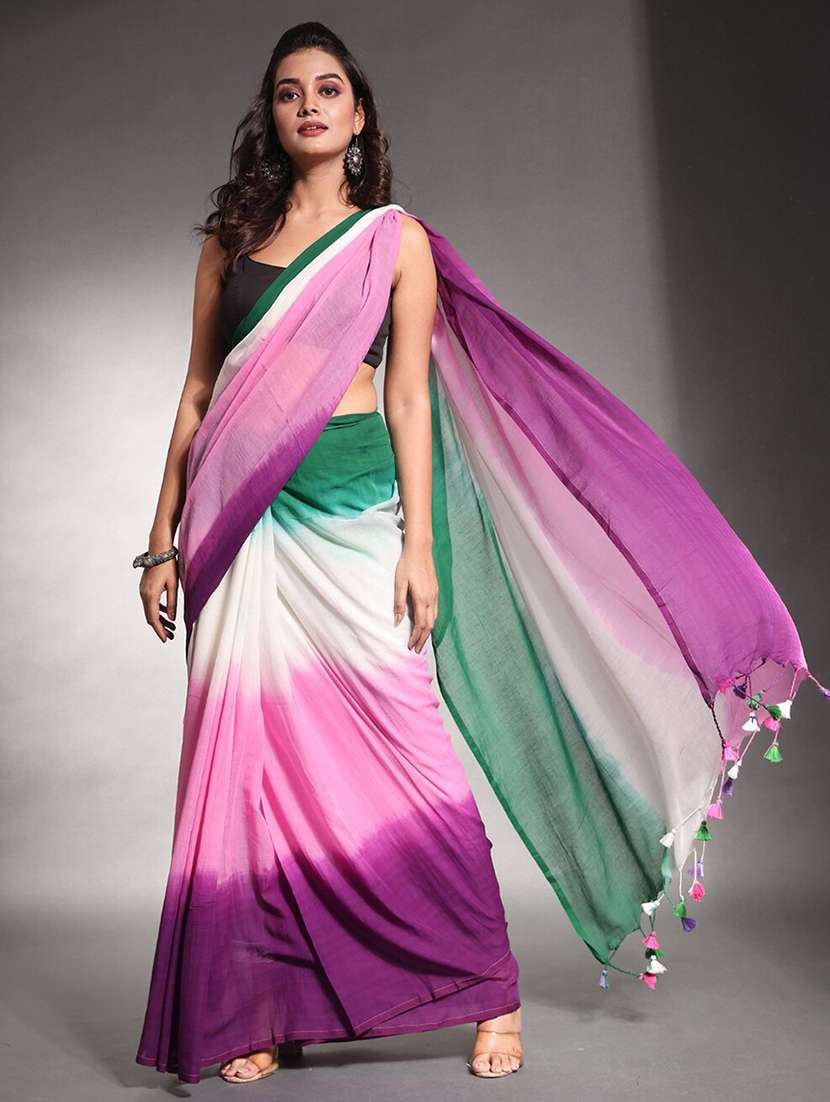 women tie & dye printed saree with blouse - 22085854 -  Zoom Image - 0