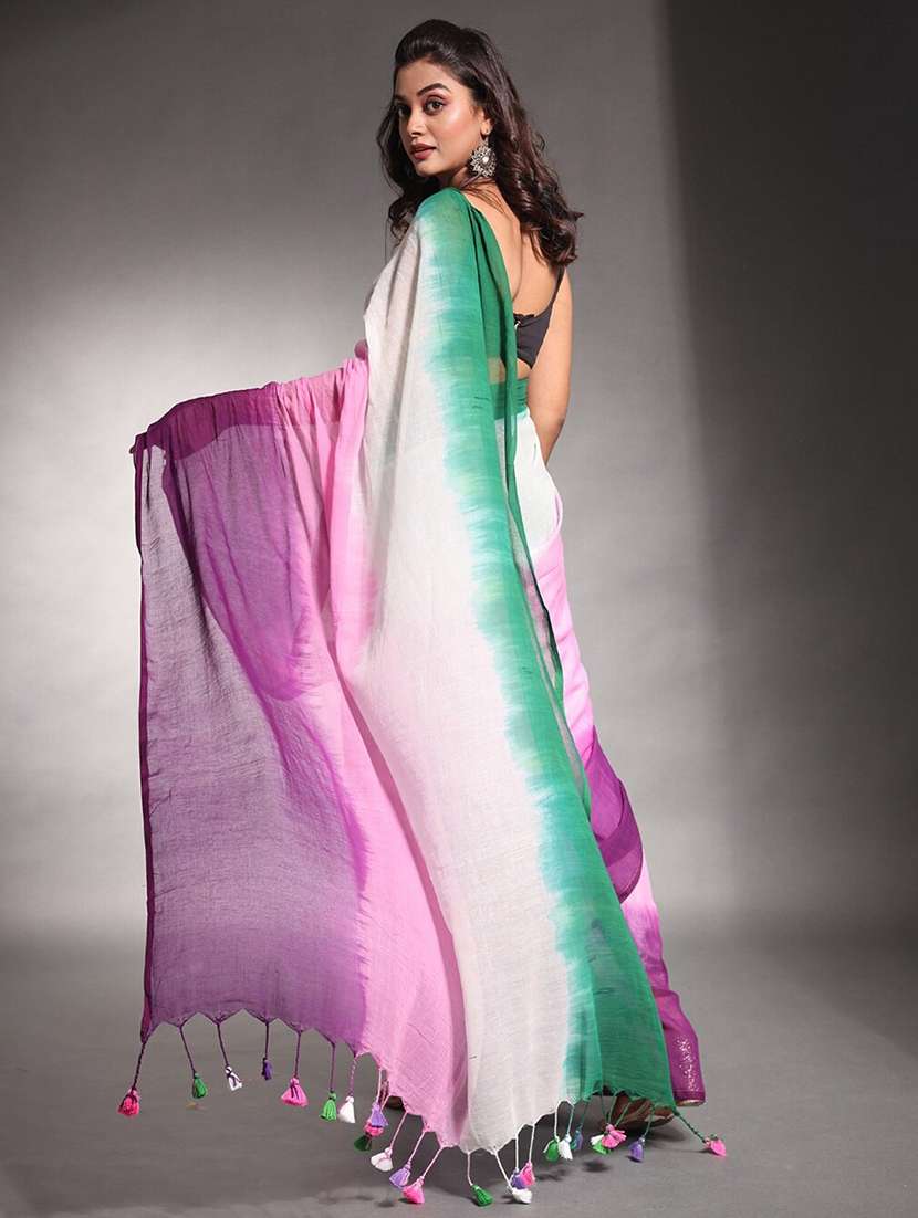 women tie & dye printed saree with blouse - 22085854 - Standard Image - 3
