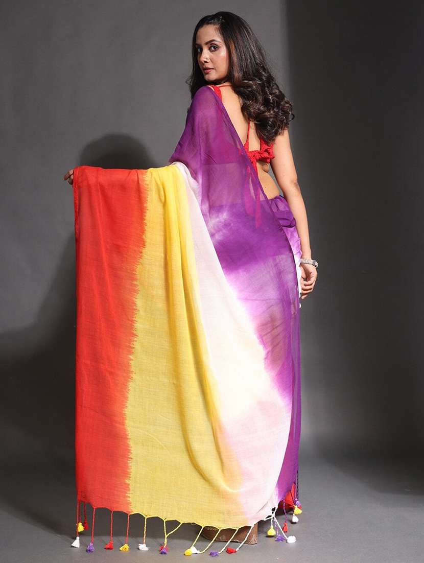women tie & dye printed saree with blouse - 22085855 - Standard Image - 3