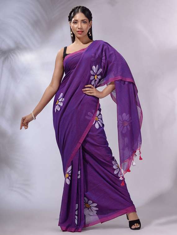 women floral printed saree with blouse