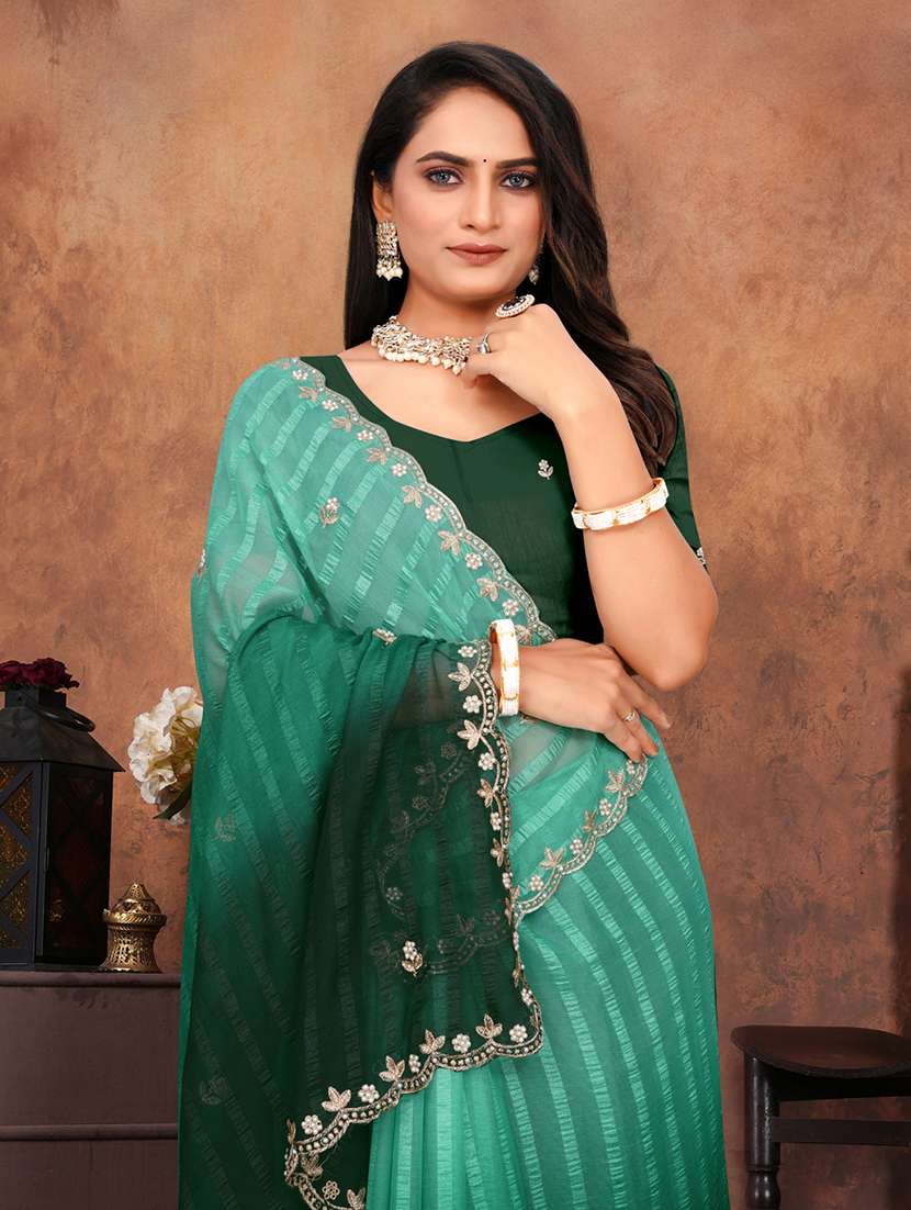 women ombre embroidered saree with blouse - 22085891 - Standard Image - 3