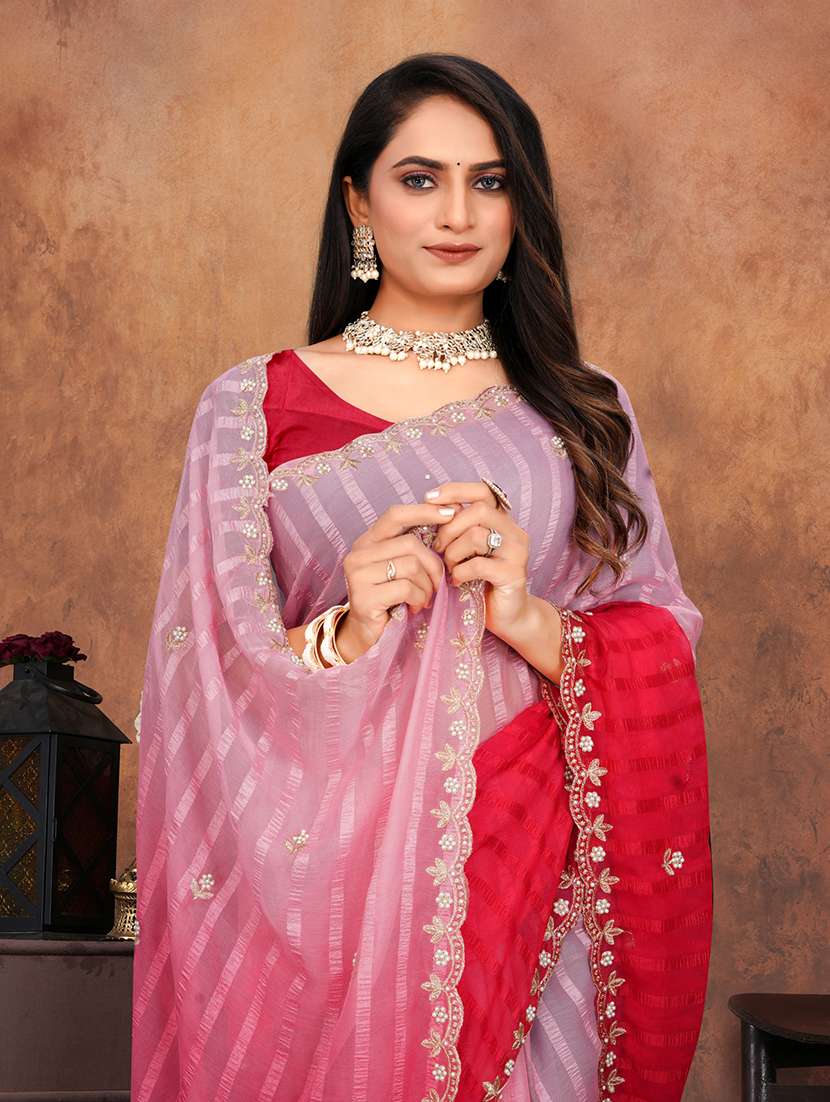 women ombre embroidered saree with blouse - 22085893 - Standard Image - 3