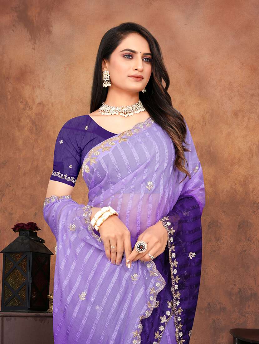 women ombre embroidered saree with blouse - 22085895 -  Standard Image - 3