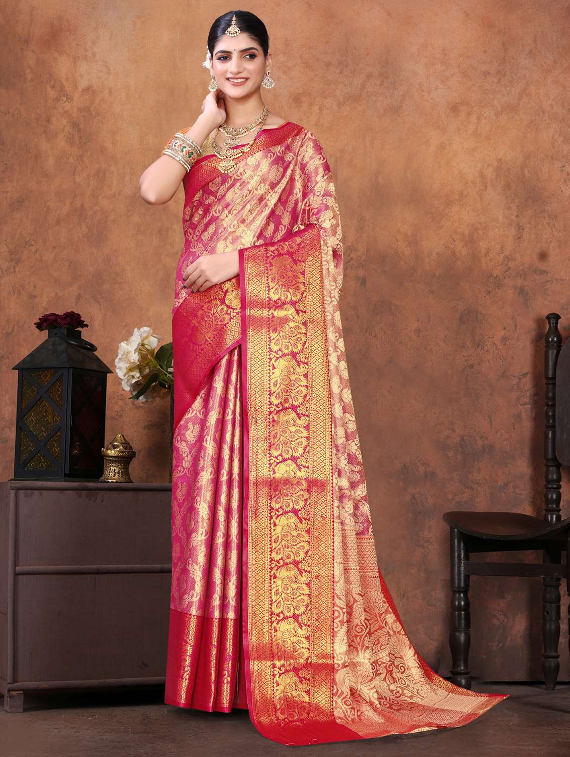 women self design kanjivaram saree with blouse - 22085918 -  Zoom Image - 0