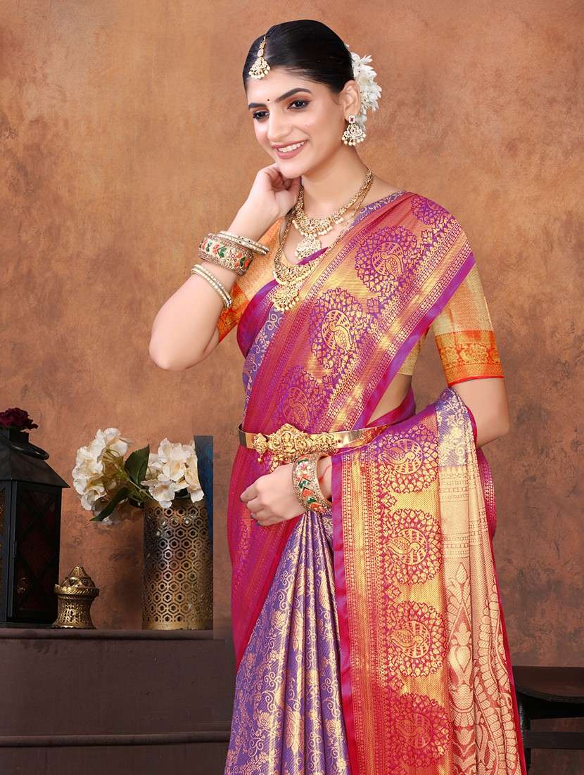 women self design kanjivaram saree with blouse - 22085923 - Standard Image - 3
