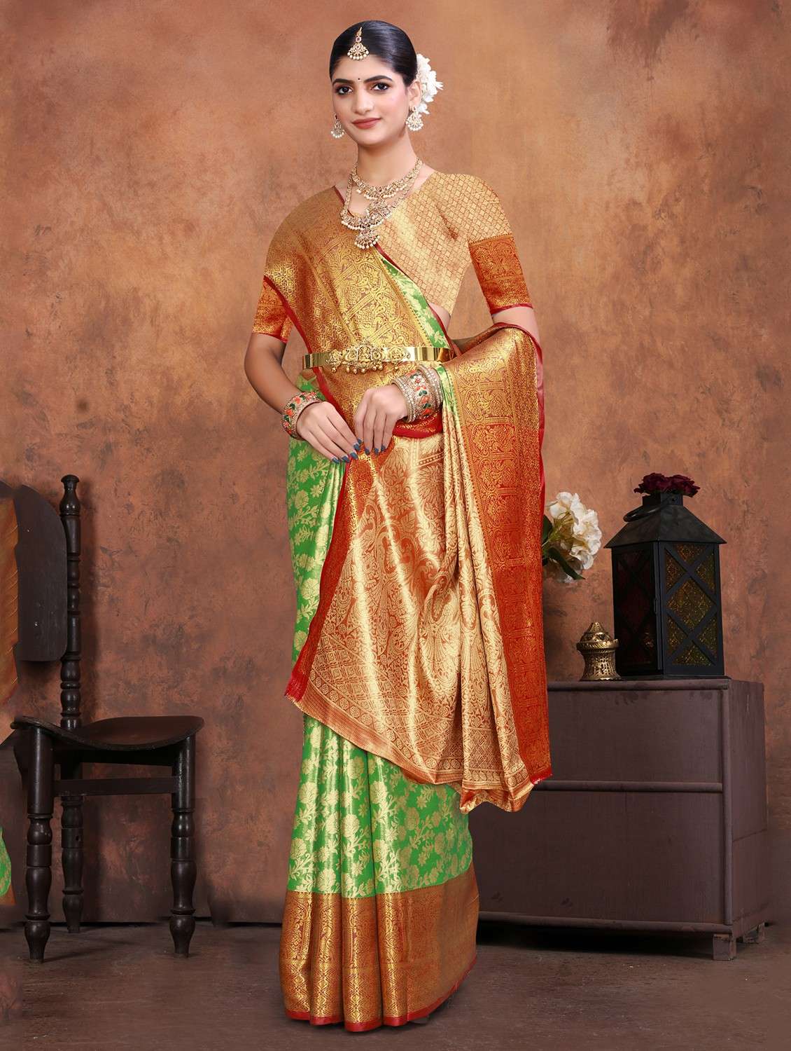 women self design kanjivaram saree with blouse - 22085925 - Standard Image - 3