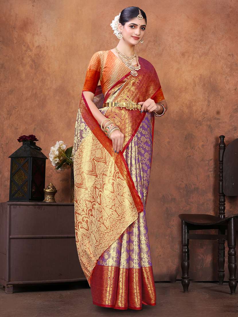women self design kanjivaram saree with blouse - 22085927 - Zoom Image - 0