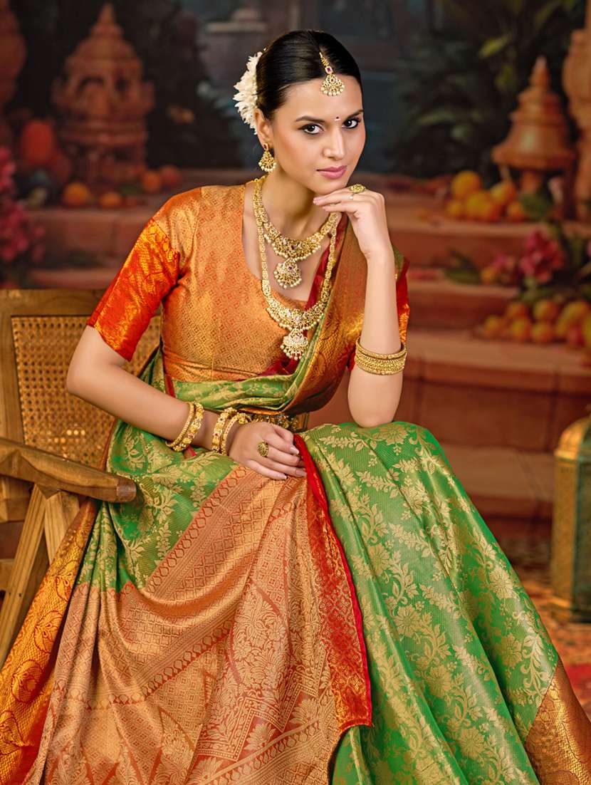 women self design kanjivaram saree with blouse - 22085929 - Standard Image - 3