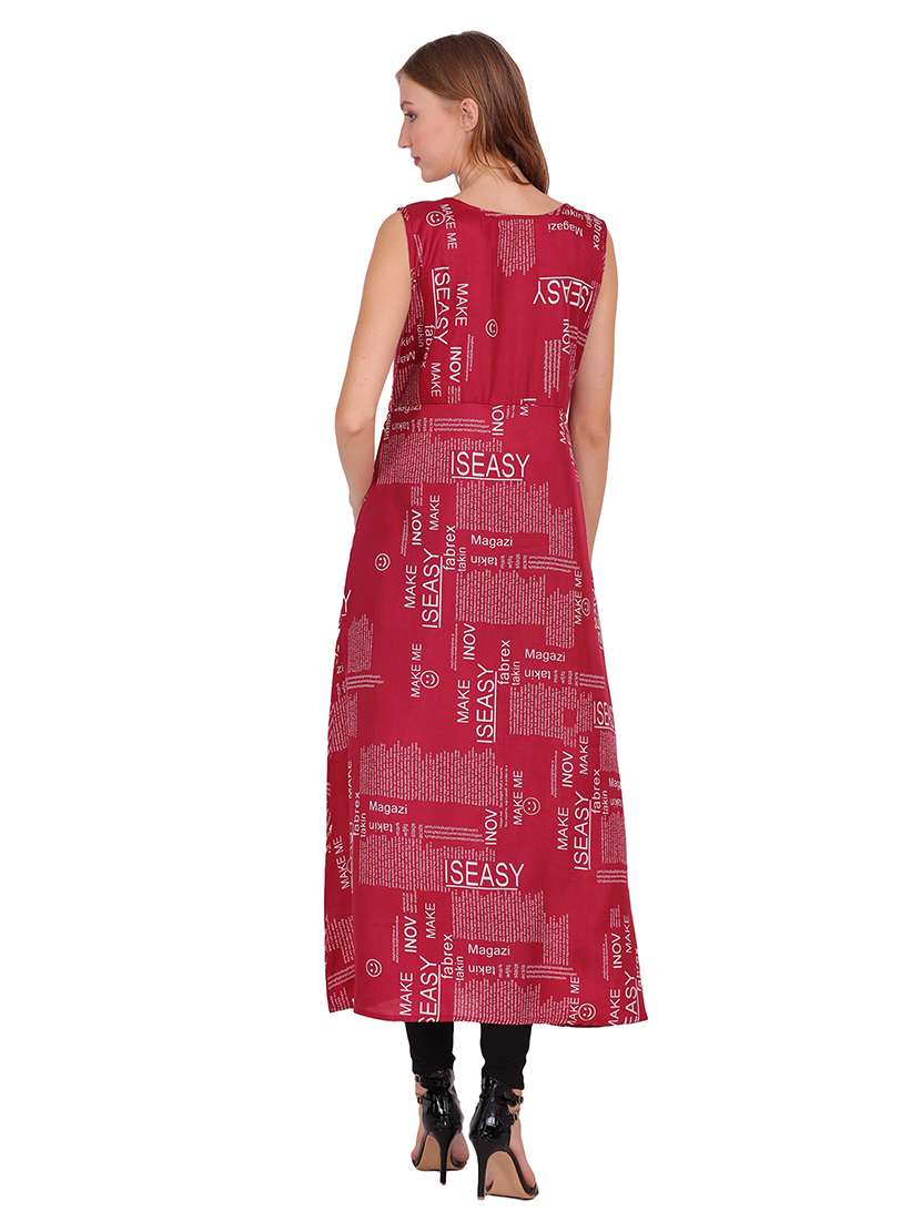women typographic sleeveless front slit kurta - 22085951 - Standard Image - 3