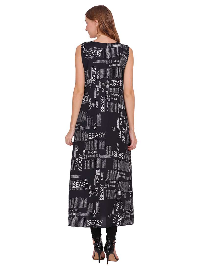 women typographic sleeveless front slit kurta - 22085953 - Standard Image - 3