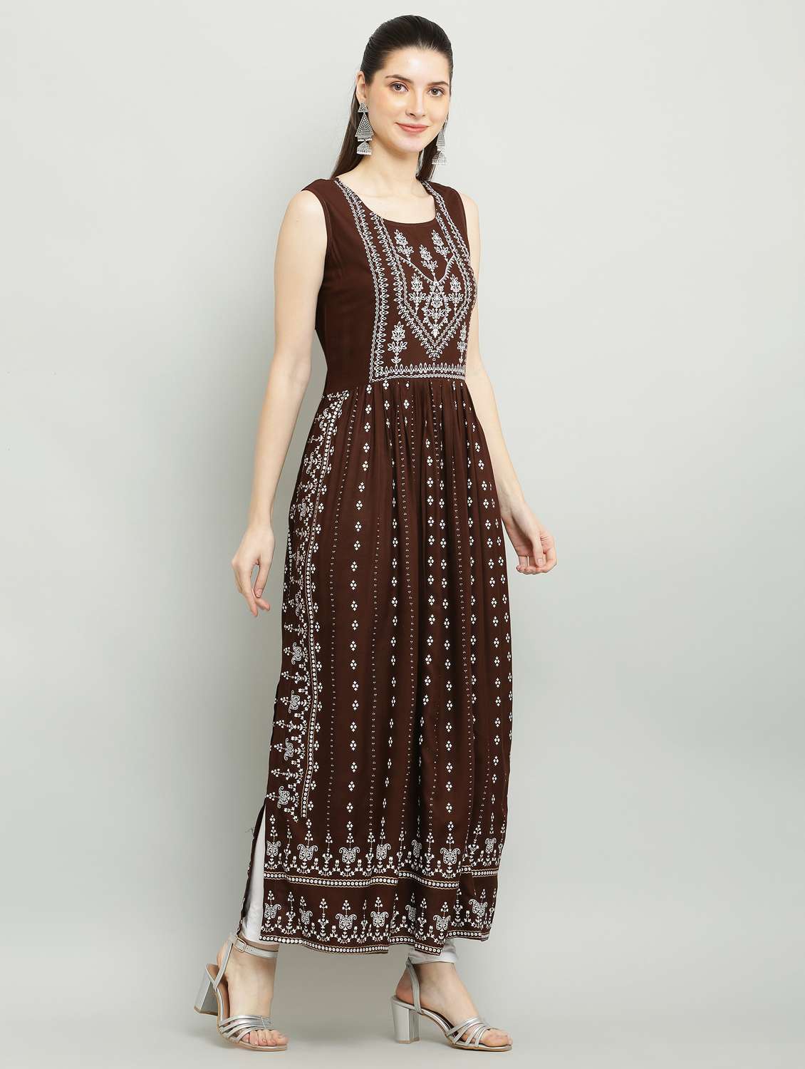 women printed sleeveless a-line kurta - 22085960 - Standard Image - 5
