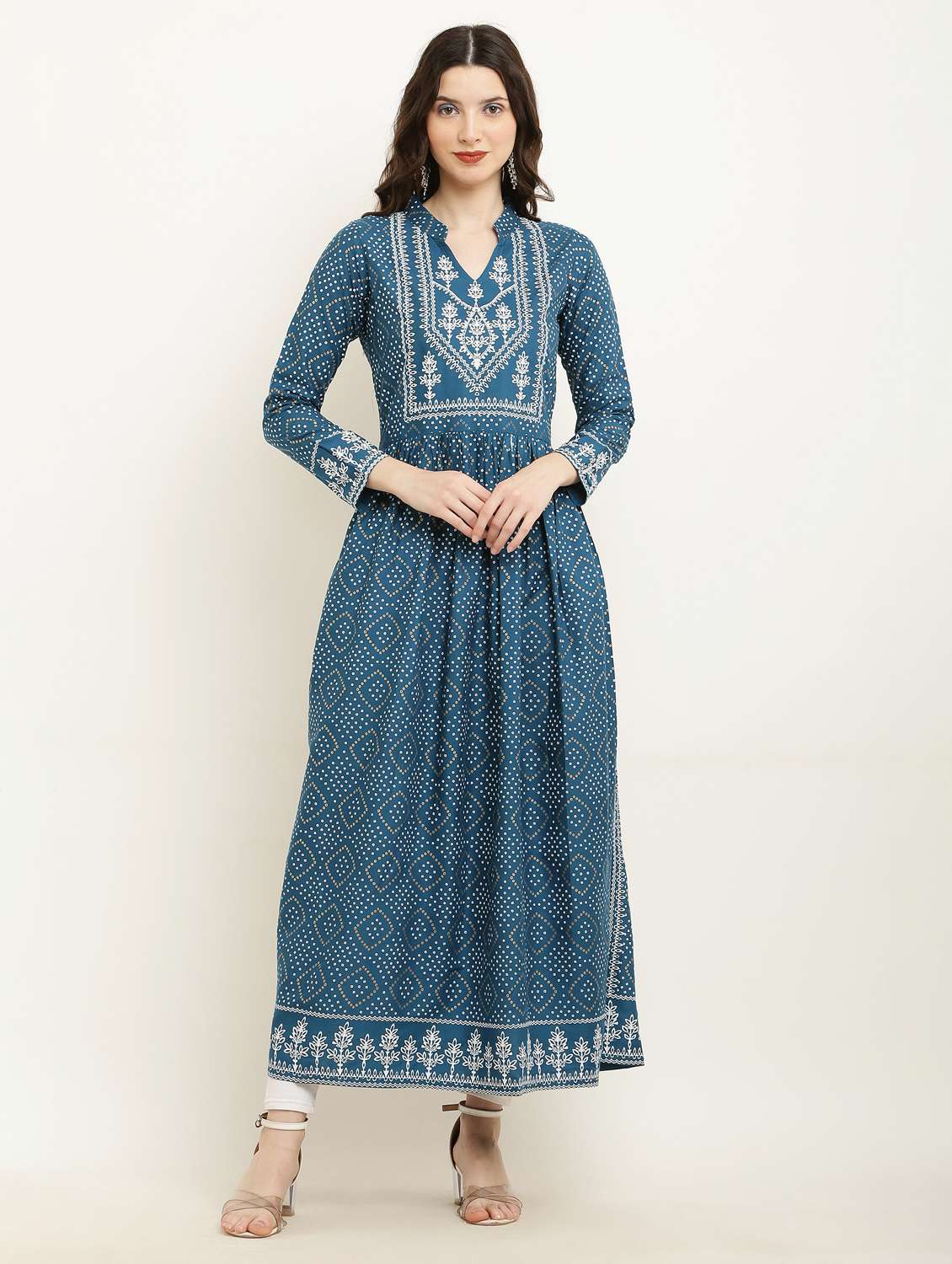women printed long sleeve a-line kurta - 22085961 -  Zoom Image - 0