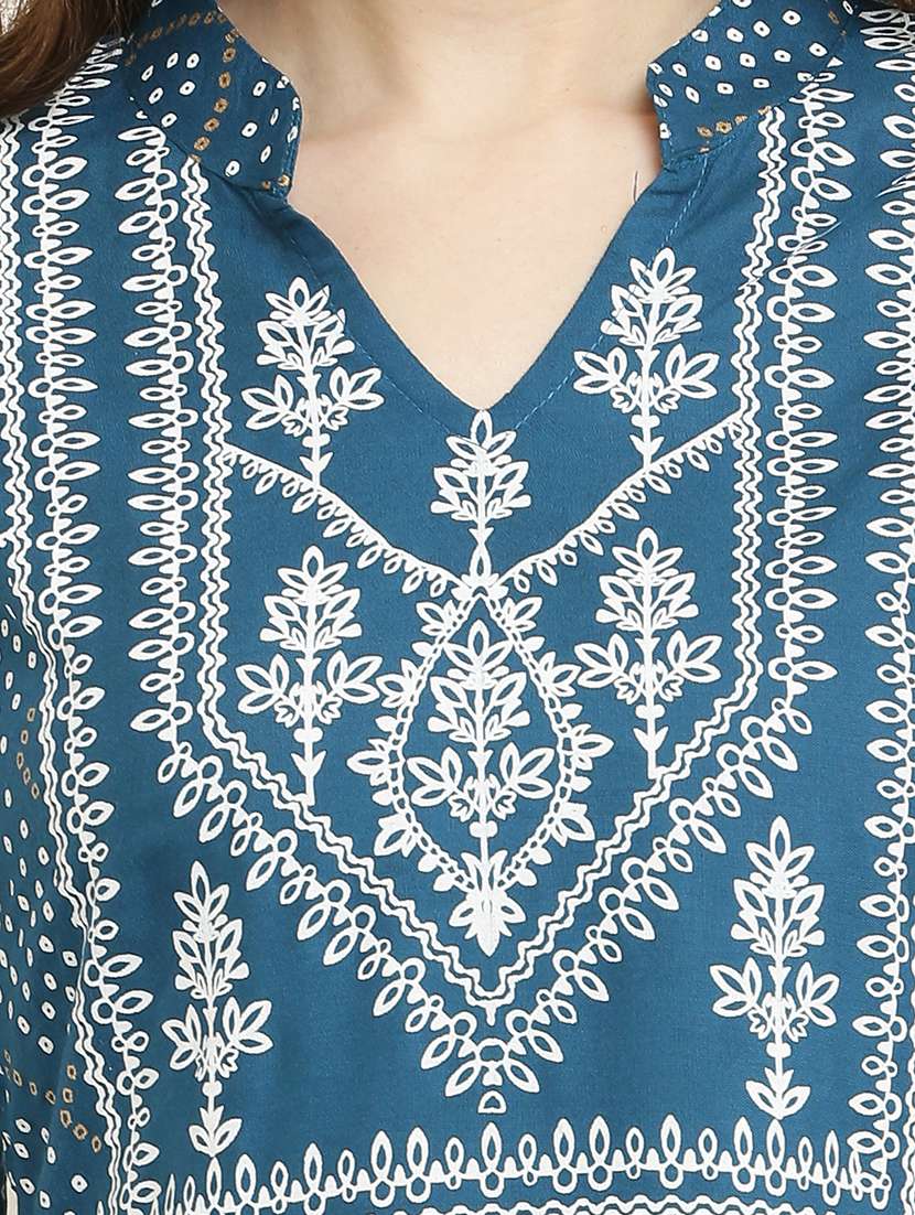 women printed long sleeve a-line kurta - 22085961 - Standard Image - 5