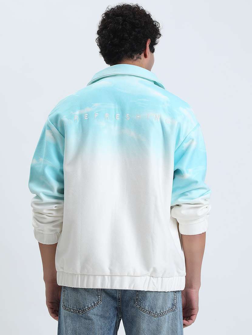 men ombre printed long sleeve casual jacket - 22085964 -  Standard Image - 3