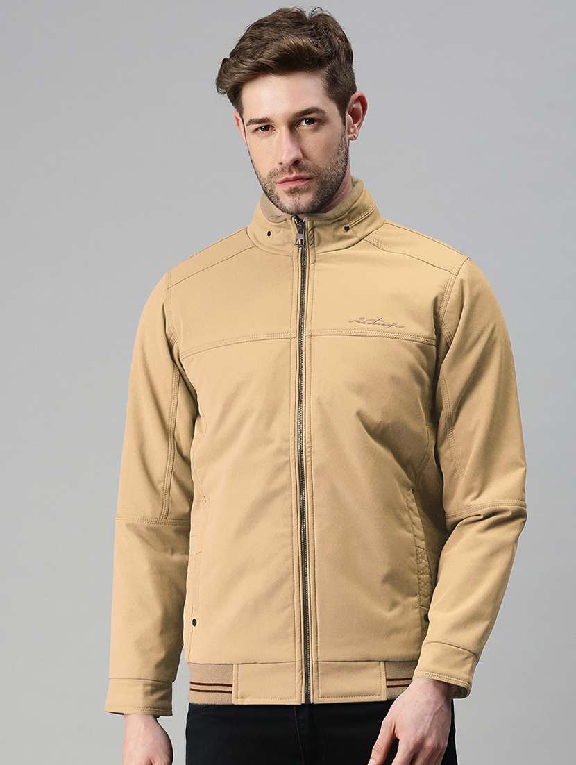 men solid long sleeve bomber jacket