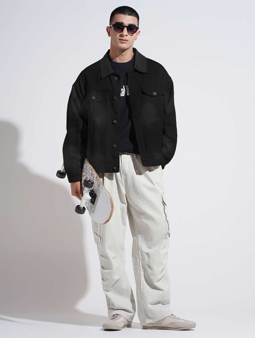 men solid long sleeve denim casual jacket - 22085968 - Standard Image - 5