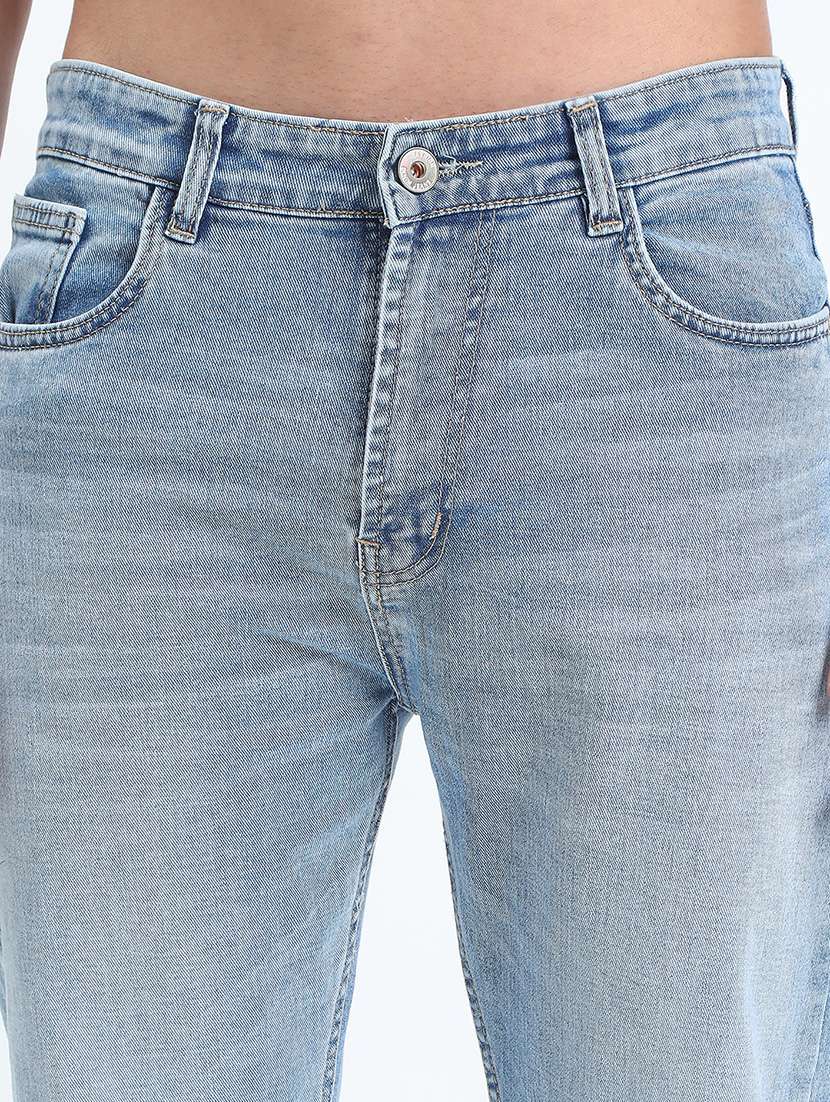 men washed mid rise full length straight fit jeans - 22085975 -  Standard Image - 5