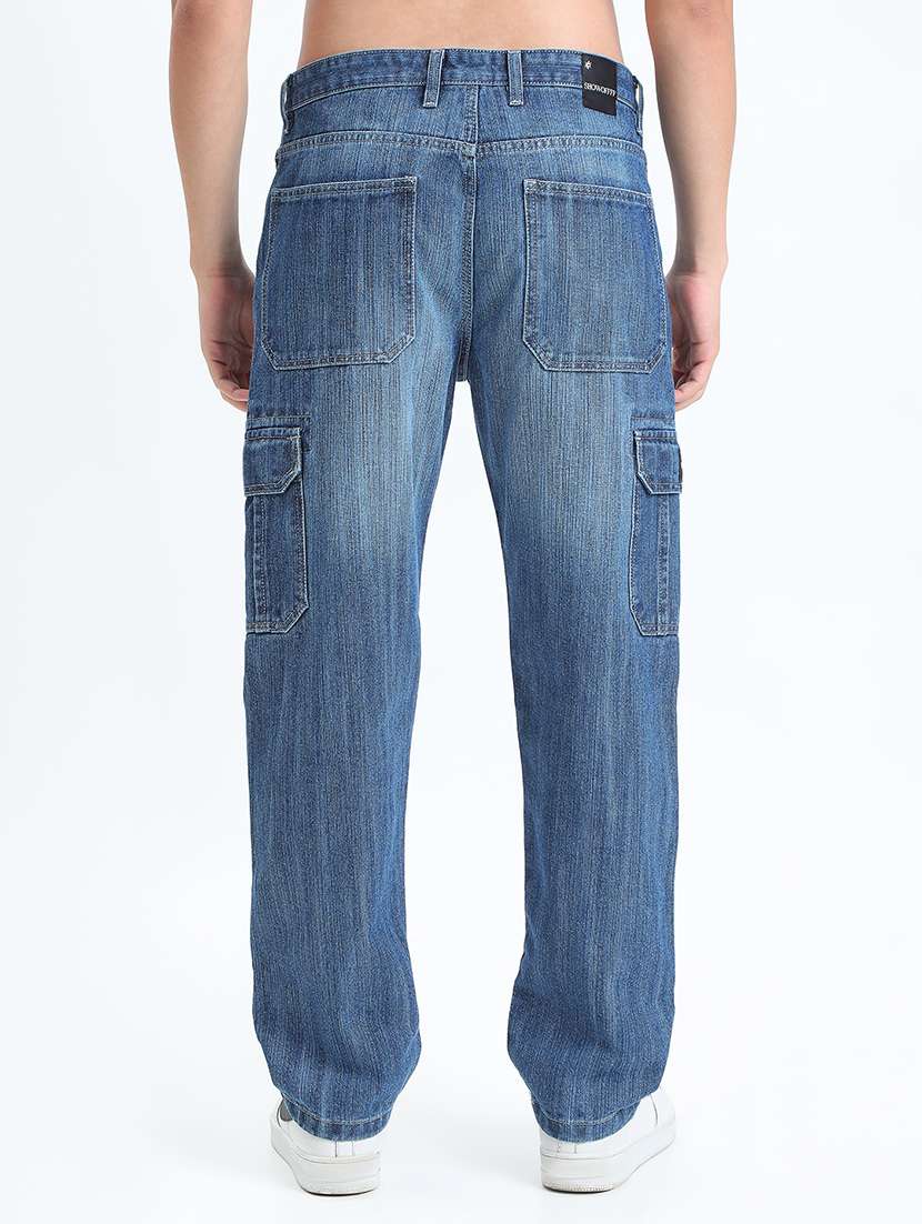 Men Washed Mid Rise Regular Fit Cargo - 22085976 -  Standard Image - 3