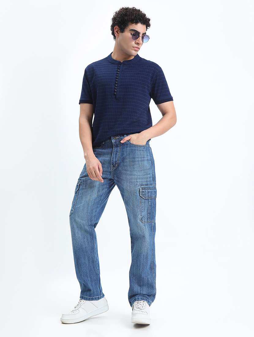Men Washed Mid Rise Regular Fit Cargo - 22085976 -  Standard Image - 5
