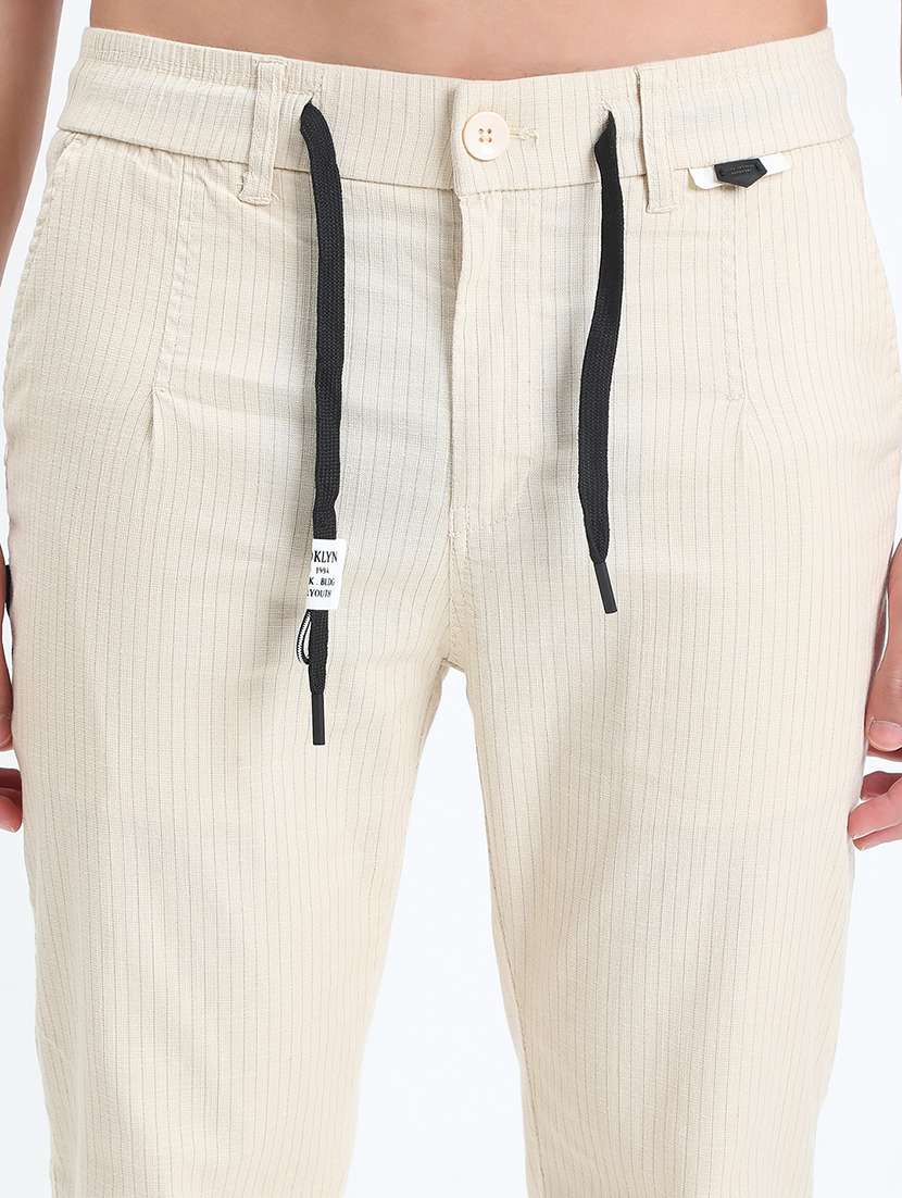 men striped low rise pleated casual trouser - 22085984 -  Standard Image - 5