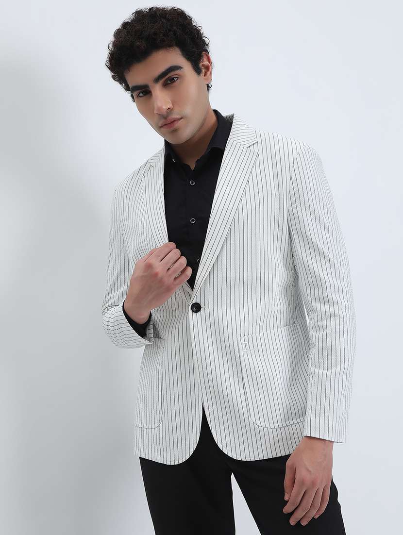 men lapel collar single breasted casual blazer