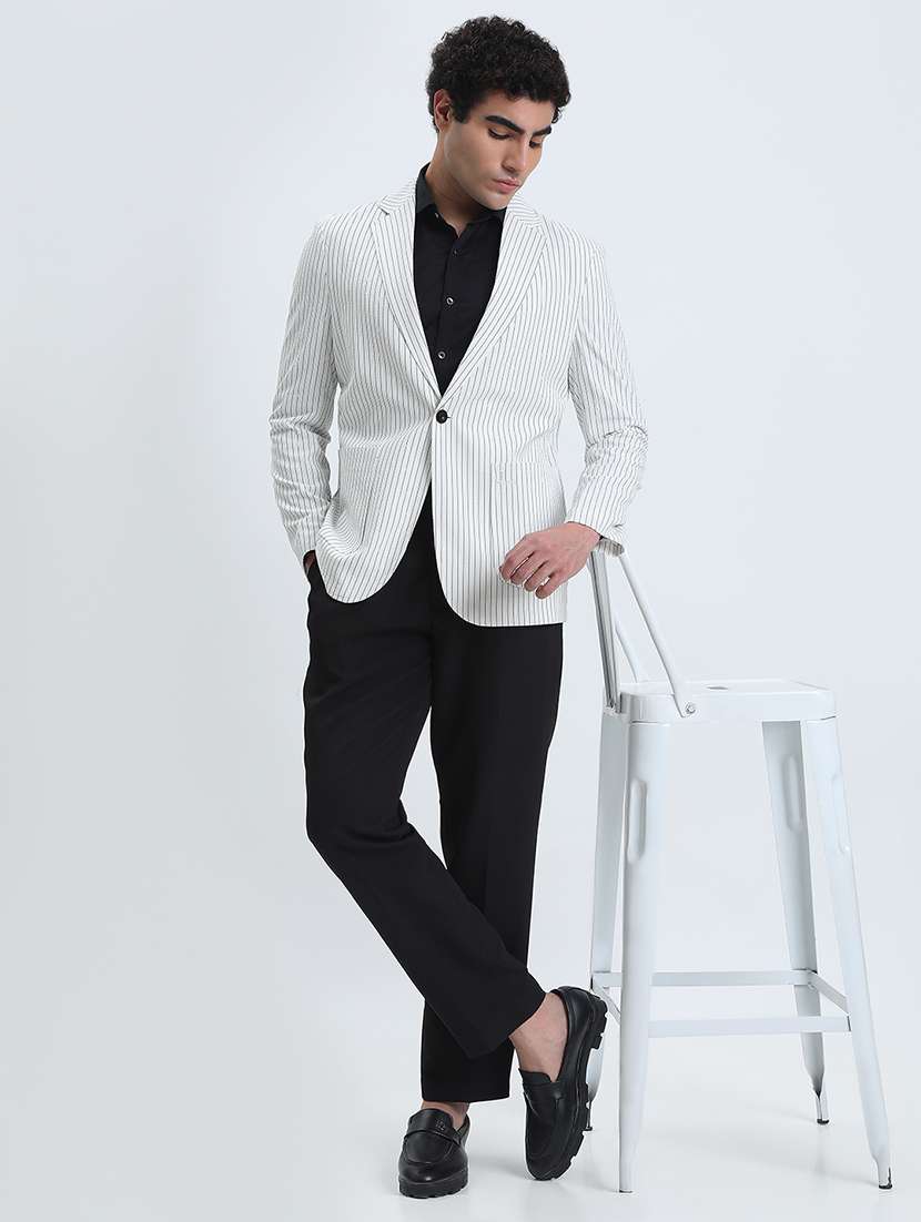 men lapel collar single breasted casual blazer - 22085990 -  Standard Image - 5