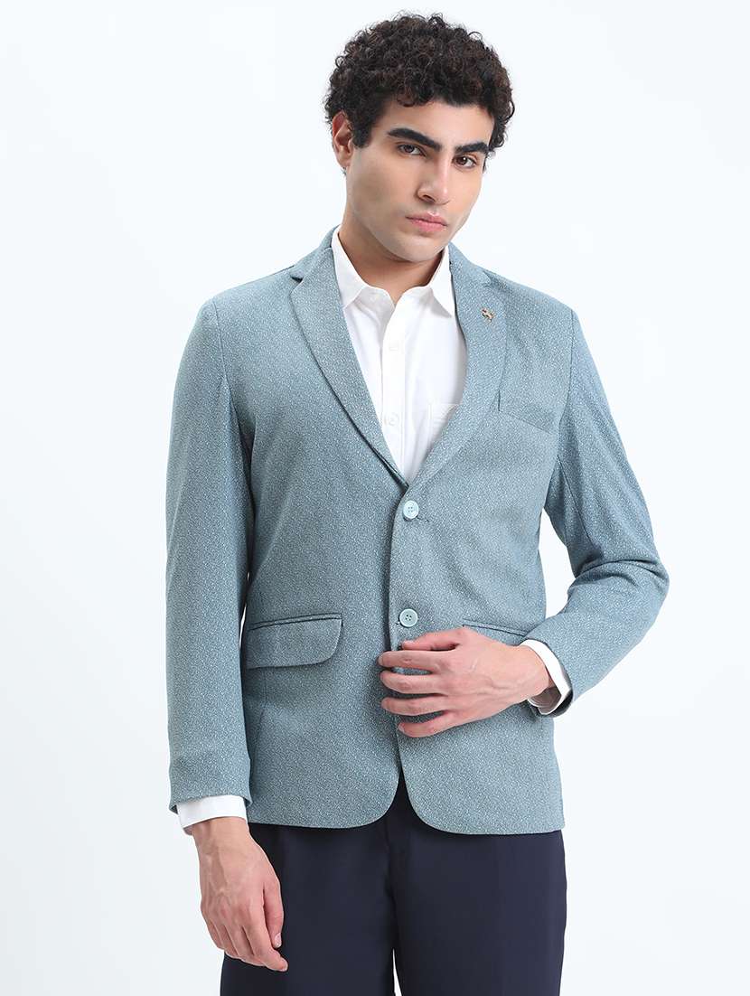 men lapel collar single breasted casual blazer