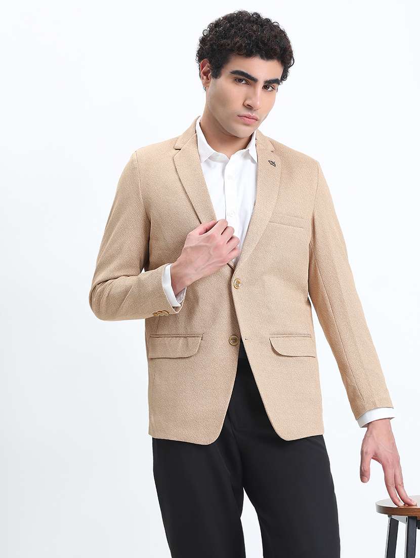 men lapel collar single breasted casual blazer