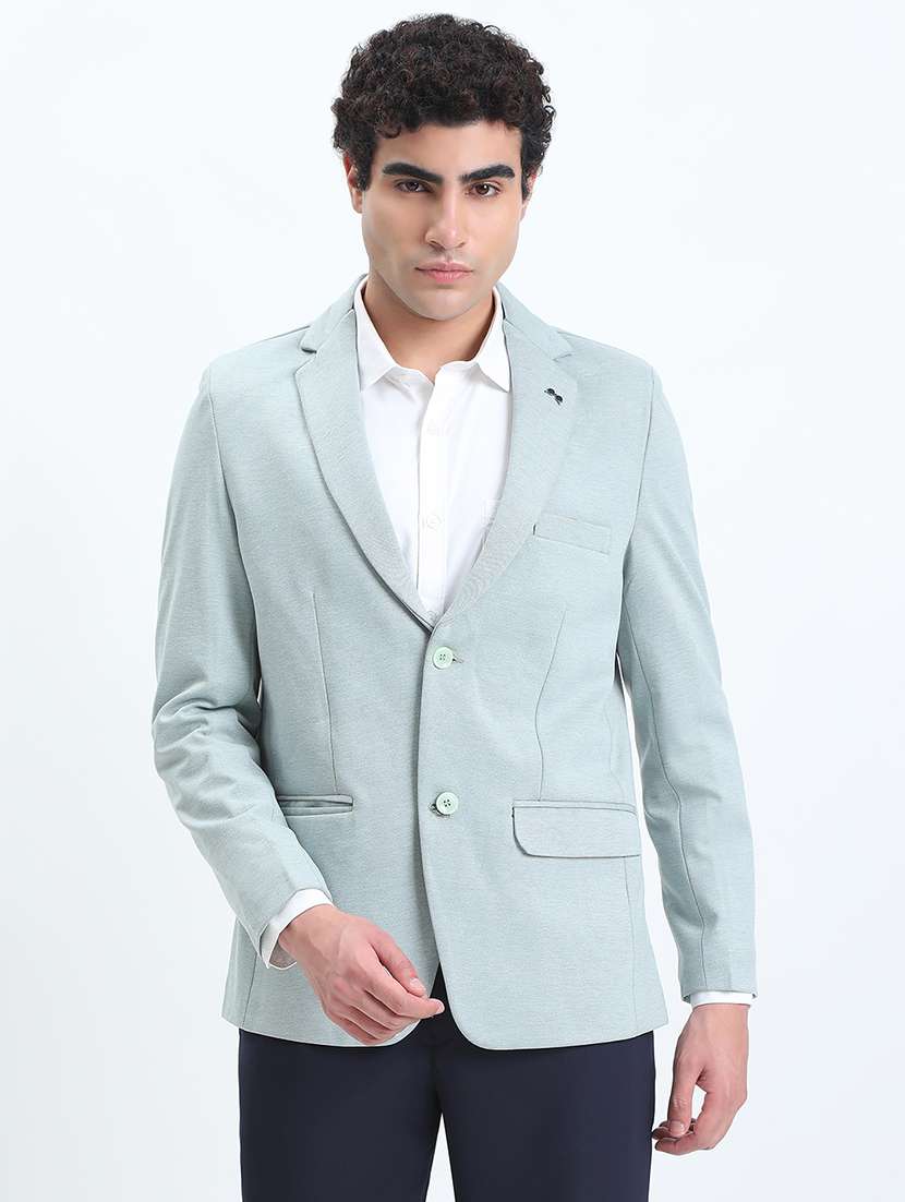 men lapel collar single breasted casual blazer