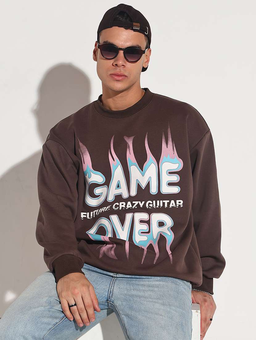 men front print long sleeve regular fit sweatshirt - 22086002 -  Zoom Image - 0